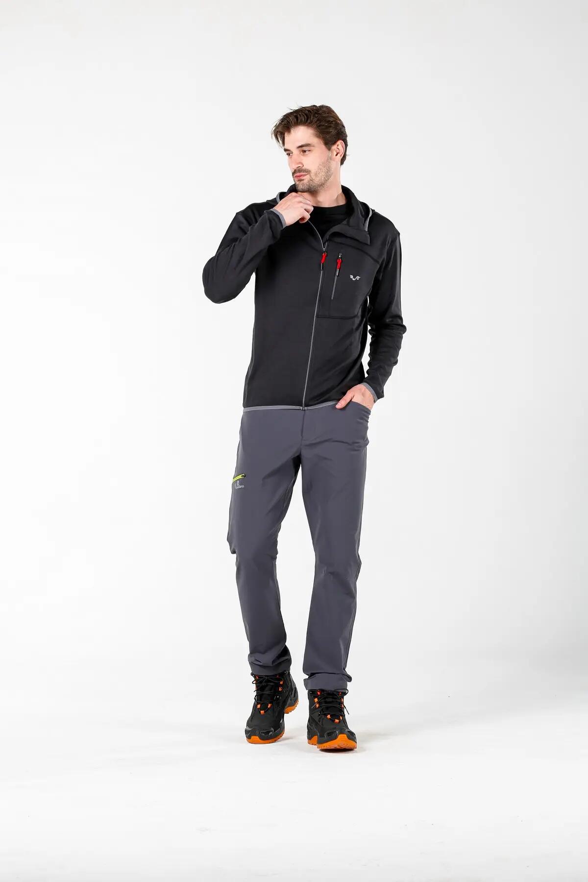 Maestro - Męska Bluza z Kapturem z 100% Wełny Merino (230 g/m²) M, Czarny 4/7