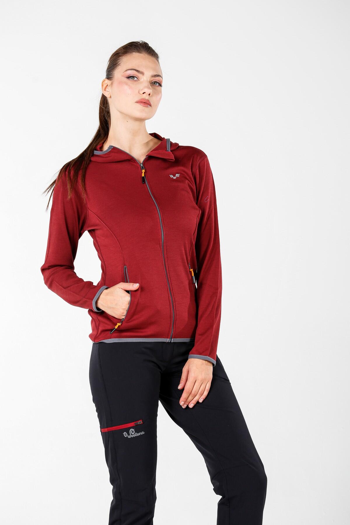 Damska bluza rozpinana z kapturem 100% Merino - Marin/Woolona 5/7