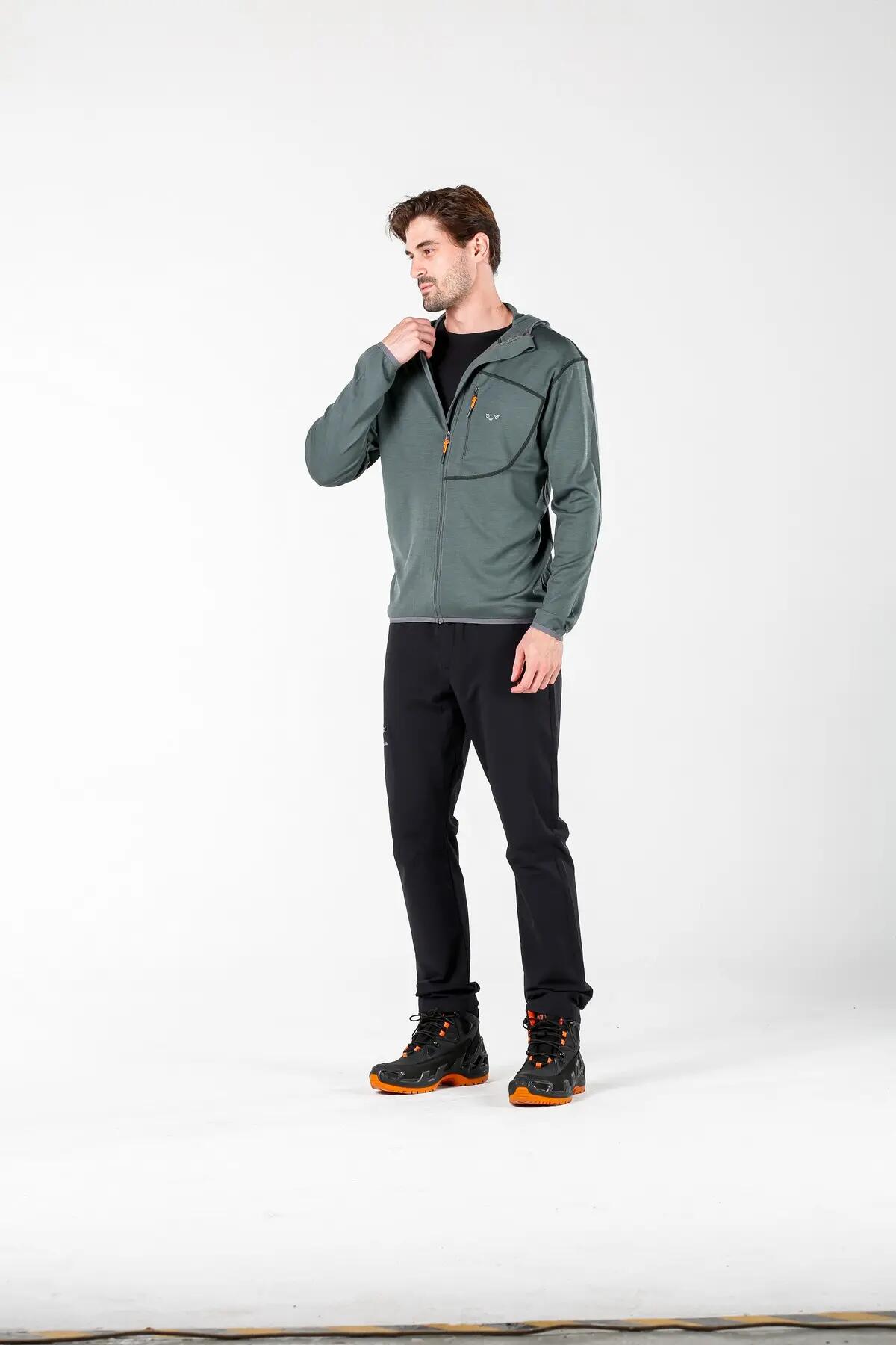 Maestro - Męska Bluza z Kapturem z 100% Wełny Merino (230 g/m²) XXL, Szmaragdowy 4/7