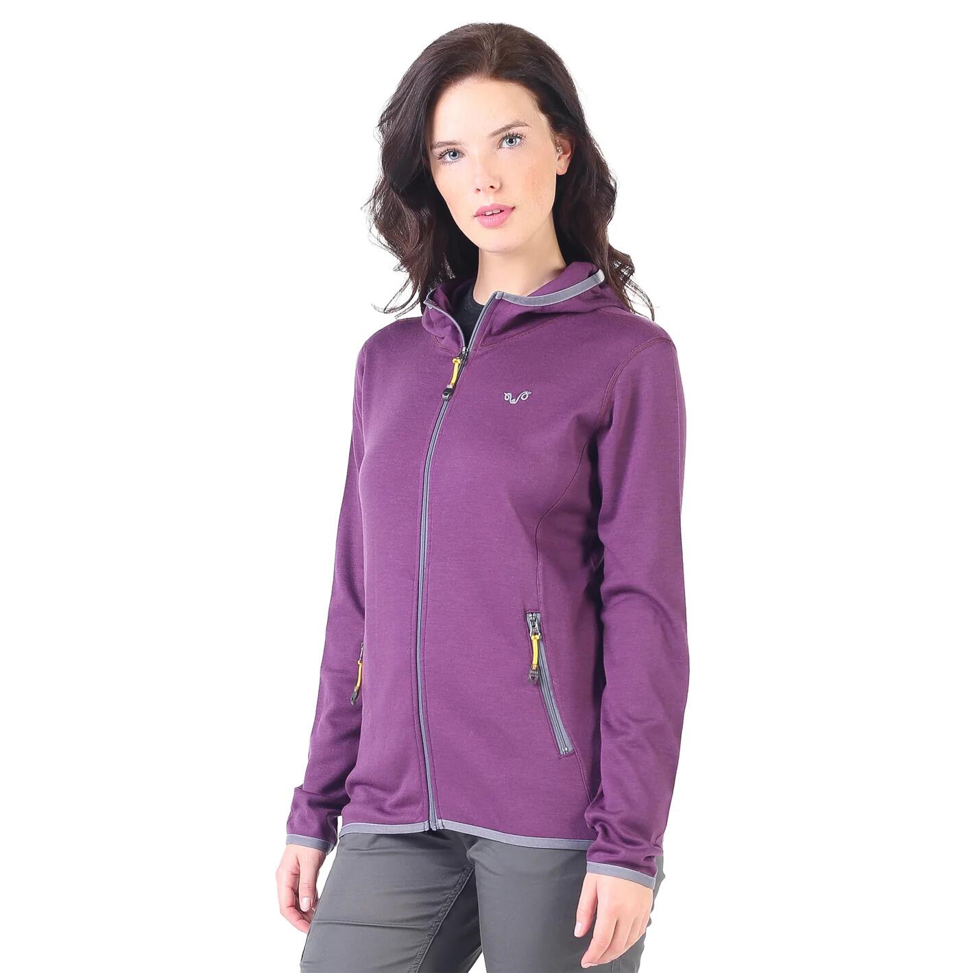 Damska bluza rozpinana z kapturem 100% Merino - Marin/Woolona 5/7