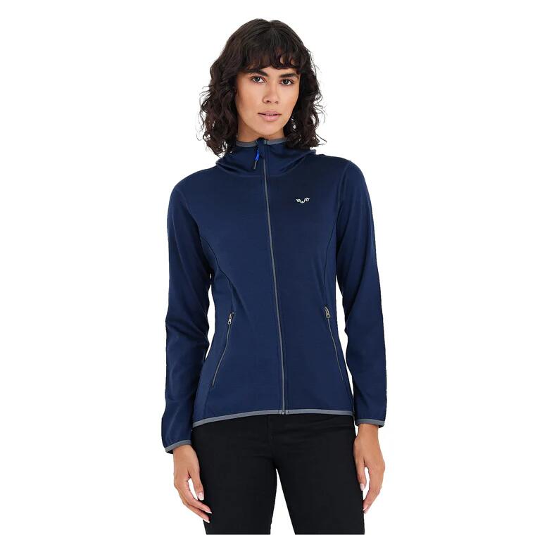 Damska bluza rozpinana z kapturem 100% Merino - Marin/Woolona