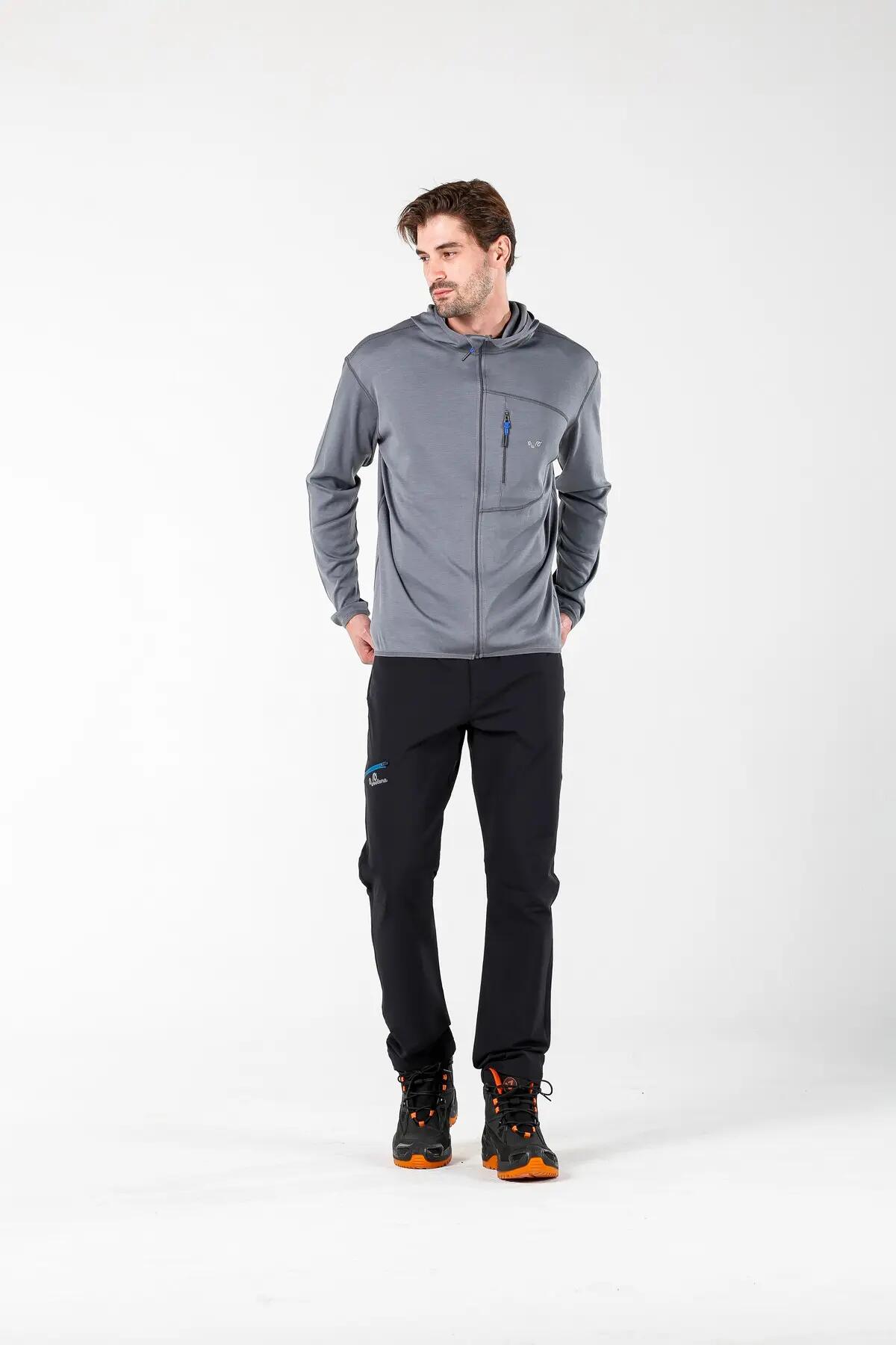Maestro - Męska Bluza z Kapturem z 100% Wełny Merino (230 g/m²) S, Szary 4/7