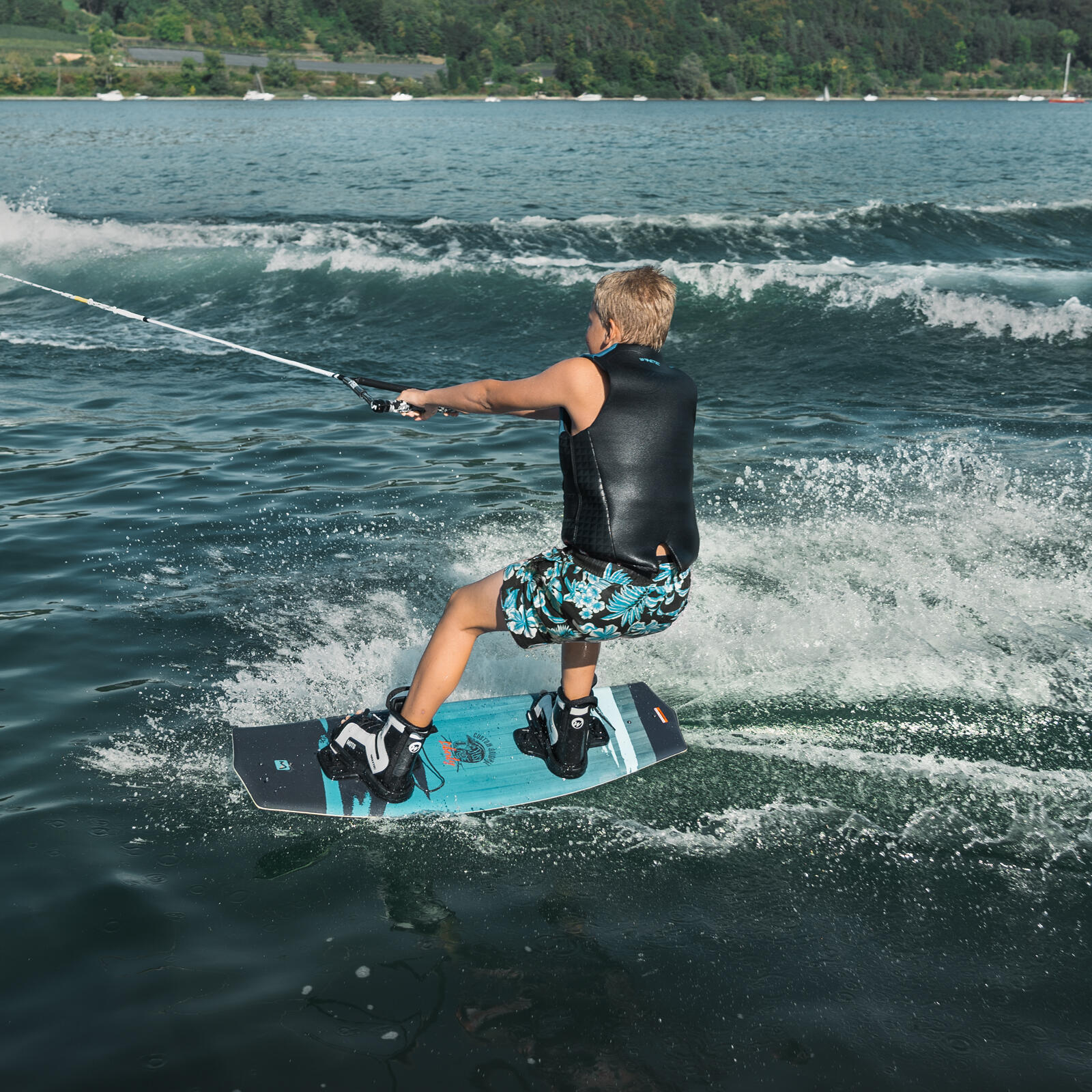 Wakeboard Set Liberty 128 cm mit Duro Bindung Boot & Seilbahn Kinder 4/6