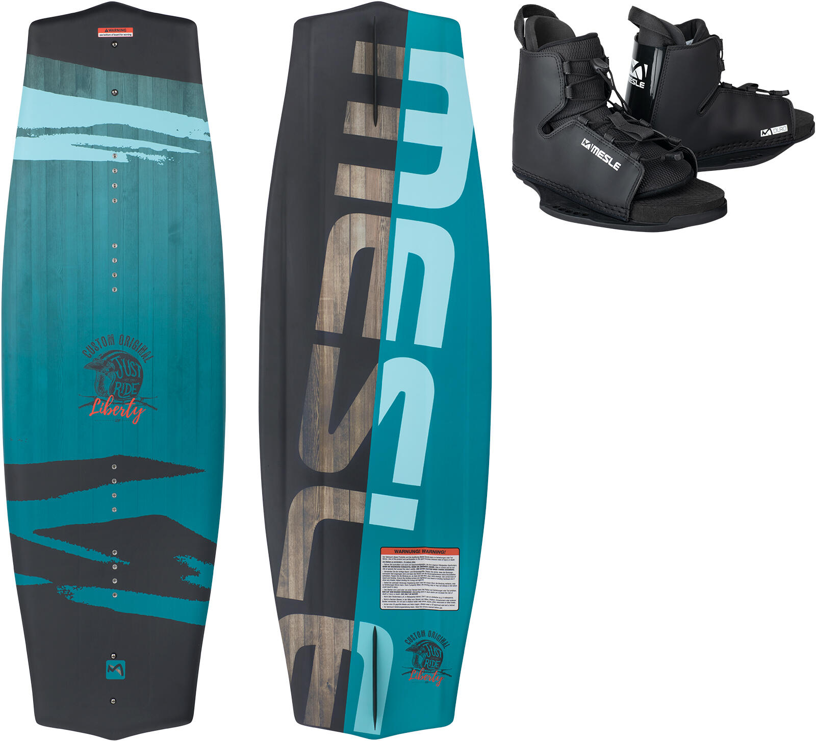 Wakeboard Set Liberty 128 cm mit Duro Bindung Boot & Seilbahn Kinder 1/6