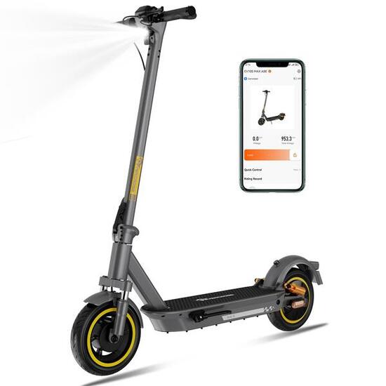 E-Scooter Elektroroller 10" erhält Straßenzulassung-EV10S MAX(ABE)-GrauGelb-15,6