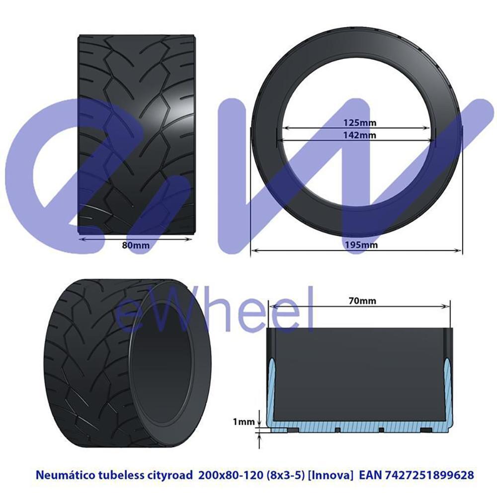 Neumático Tubeless 8x3-5 [Innova] Ewheel 2/5