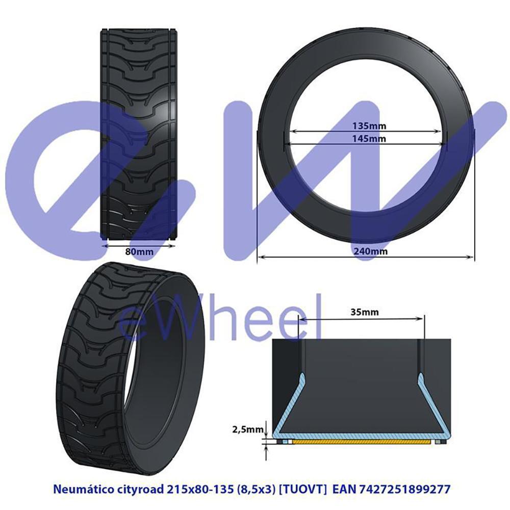 Neumático Cityroad 8,5x3-5,5 [TUOVT] Ewheel 2/5