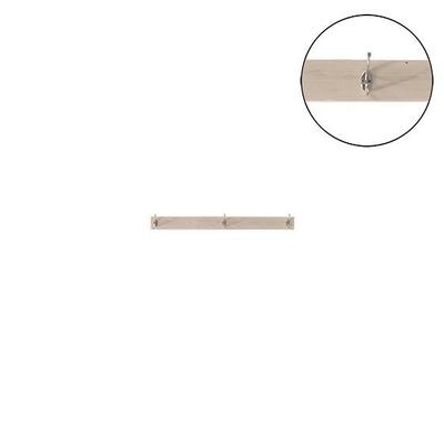 Wandkapstok hout 90x20mm met witte metalen haken