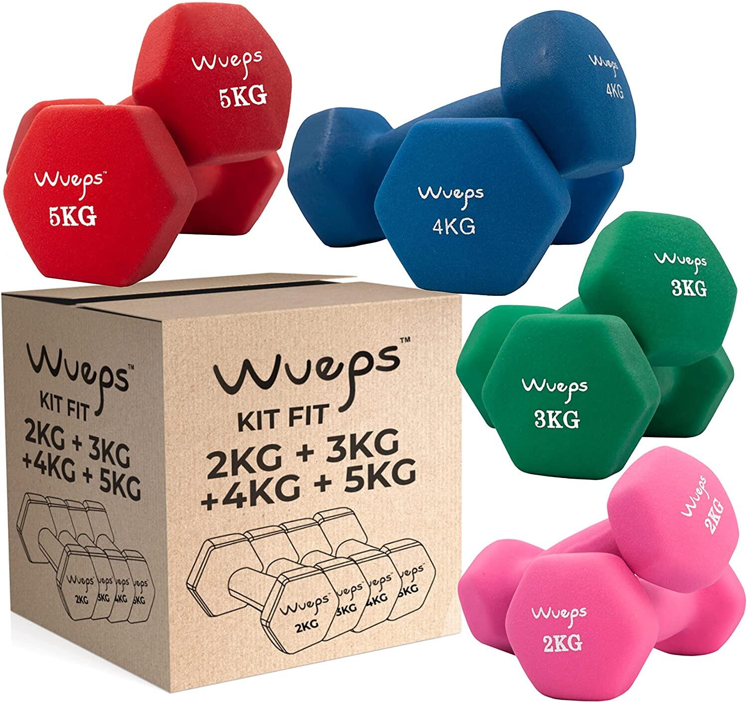 WUEPS KIT de mancuernas antideslizantes de neopreno 2-3-4-5kg