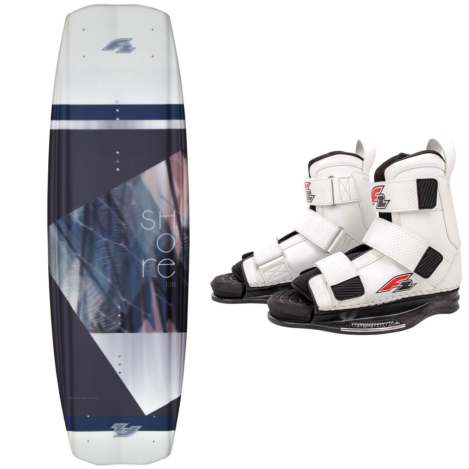 F2 F2 Set Wakeboard Shore Braun 138cm mit Wakebindung Team Boot L/XL