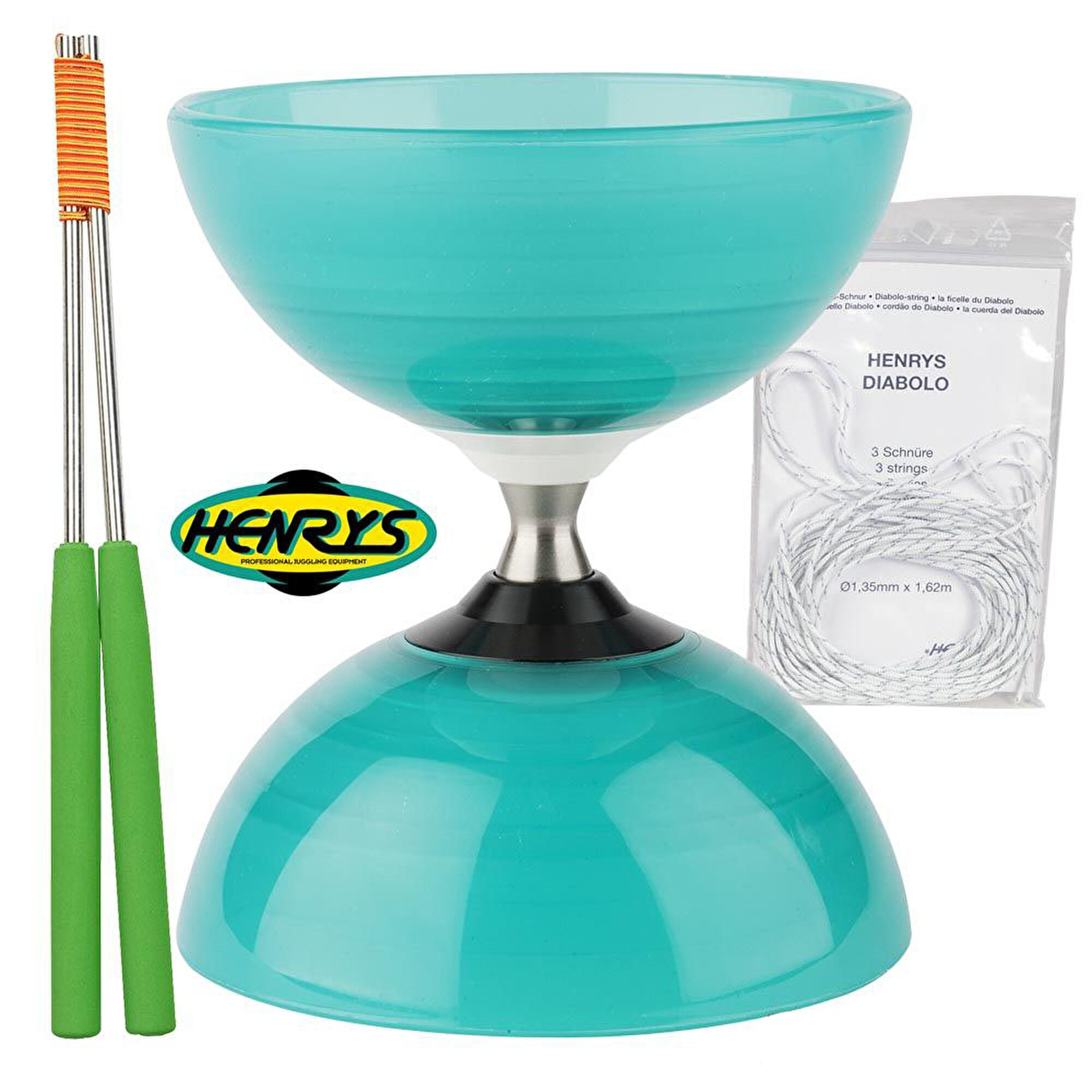Cirkao - Diabolo Beach À Roulement -turquoise + Bag. Alu Vert + 5m Ficelle - Diabolo - Bleu|vert - 120 Mm - Decathlon