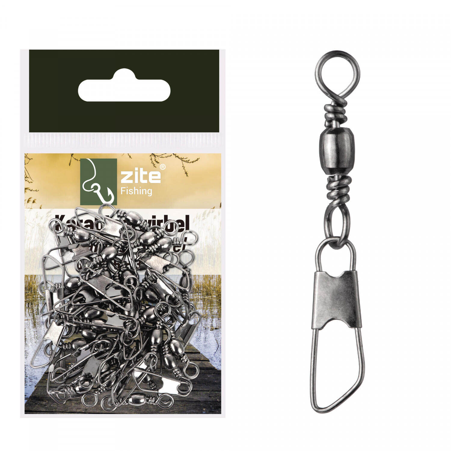 ZITE 30 Stück Karabinerwirbel in Tüte Angelzubehör Basiswirbel für Angler Größe #6