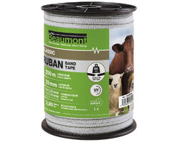 Ruban blanc et vert 20 mm, 200 m pour Clôture électrique Equitation