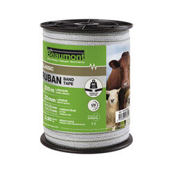 Ruban blanc et vert 20 mm, 200 m pour Clôture électrique Equitation