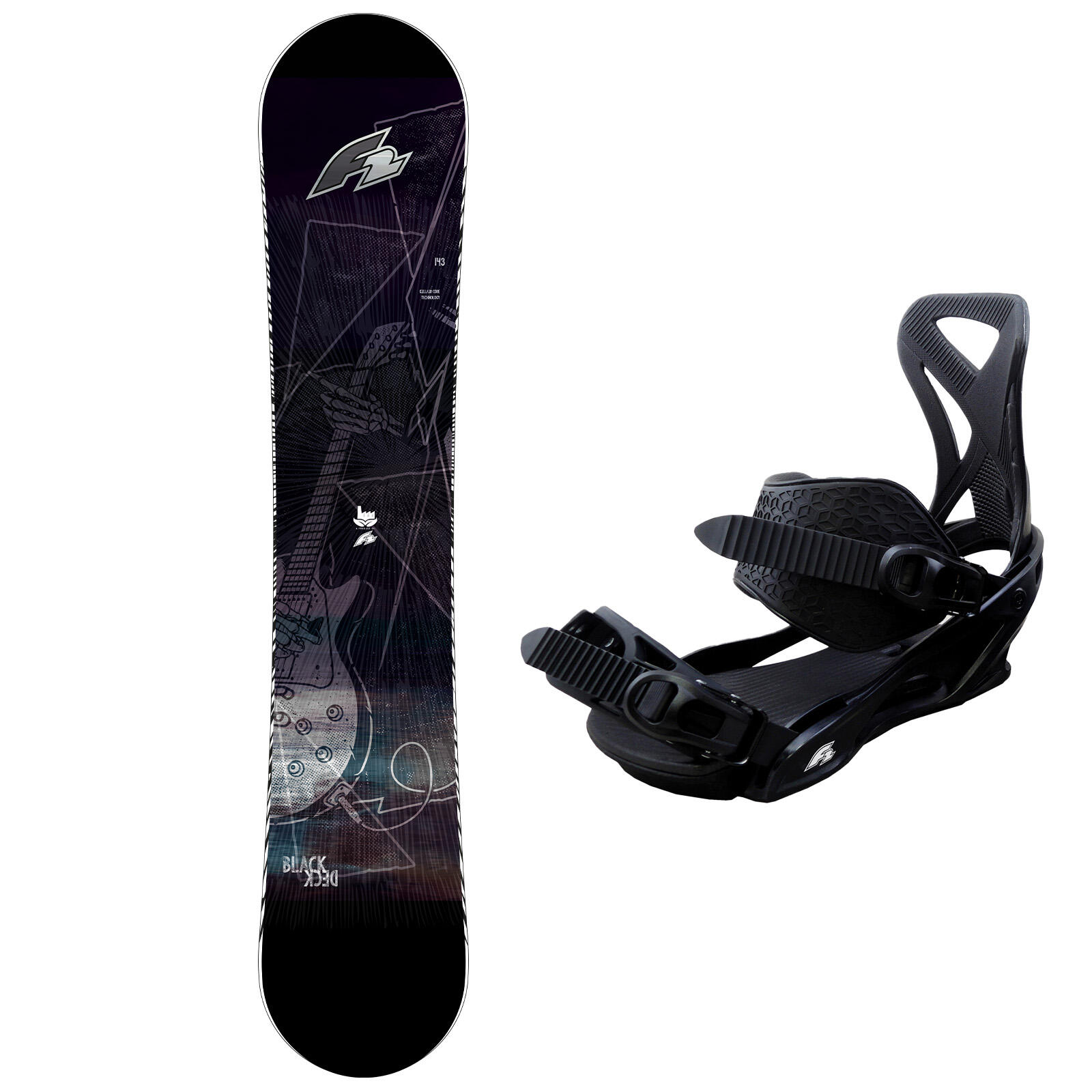 F2 F2 Set Herren Snowboard Blackdeck 157mw cm mit Bindung Sonic Pro  L