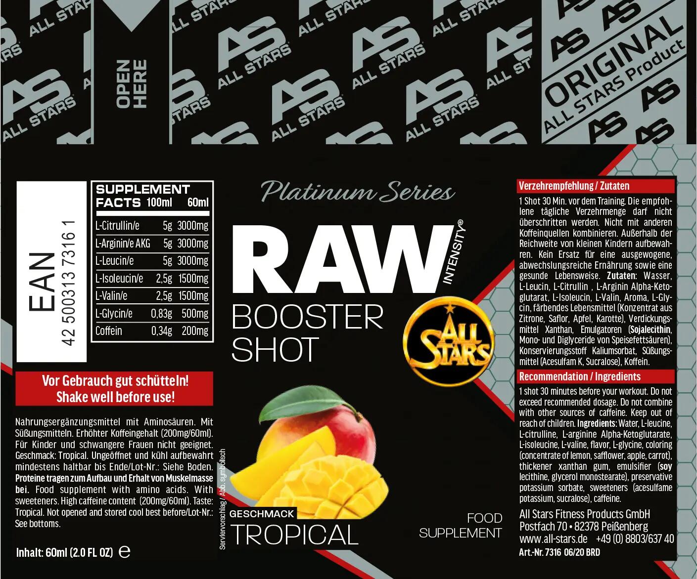 All Stars Raw Intensity Booster Shots, 16 x 60 ml 5/5