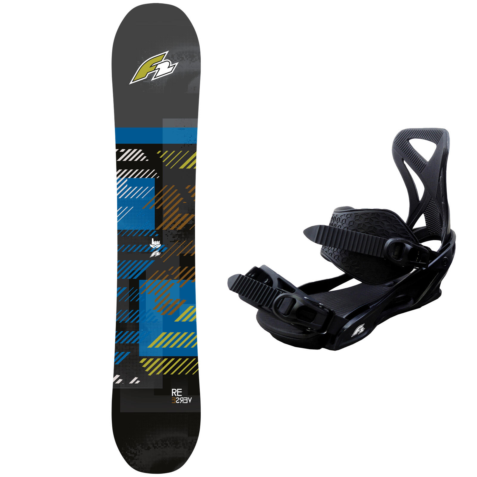 F2 F2 Set Herren Snowboard Reverse Blue 143cm mit Bindung Sonic Pro M