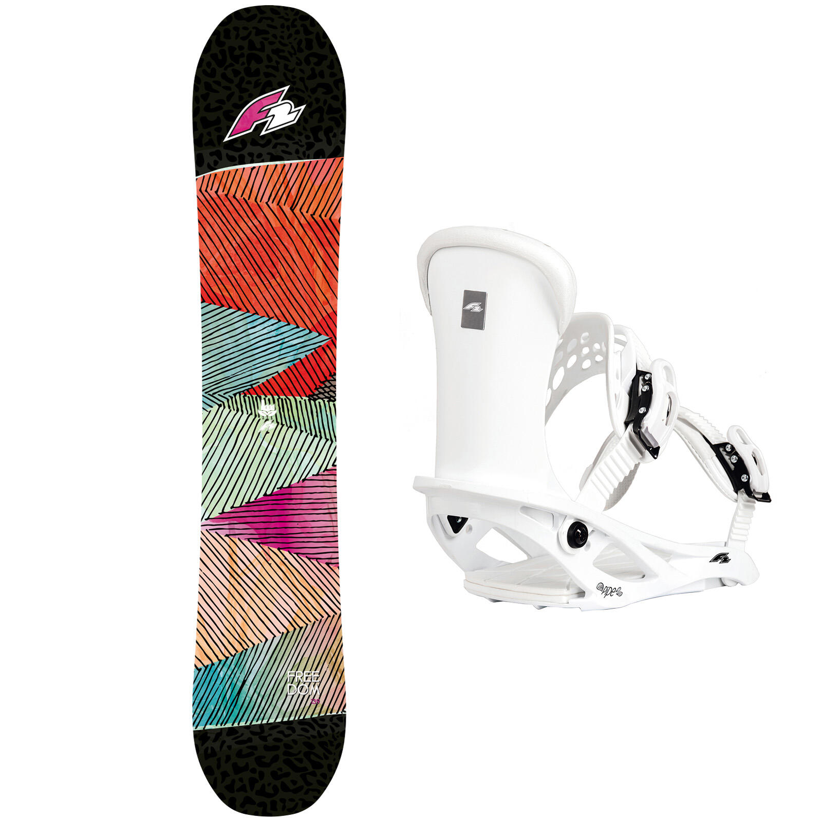 F2 F2 Set Damen Snowboard Freedom 139cm mit Bindung Pipe Girl M