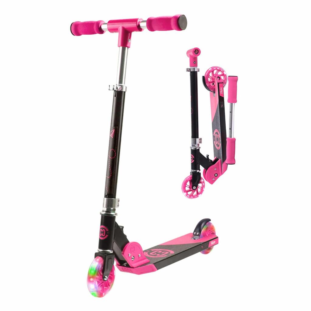 CORE Kids Foldy Junior Kick Scooter - Black/Pink (LED Wheel)