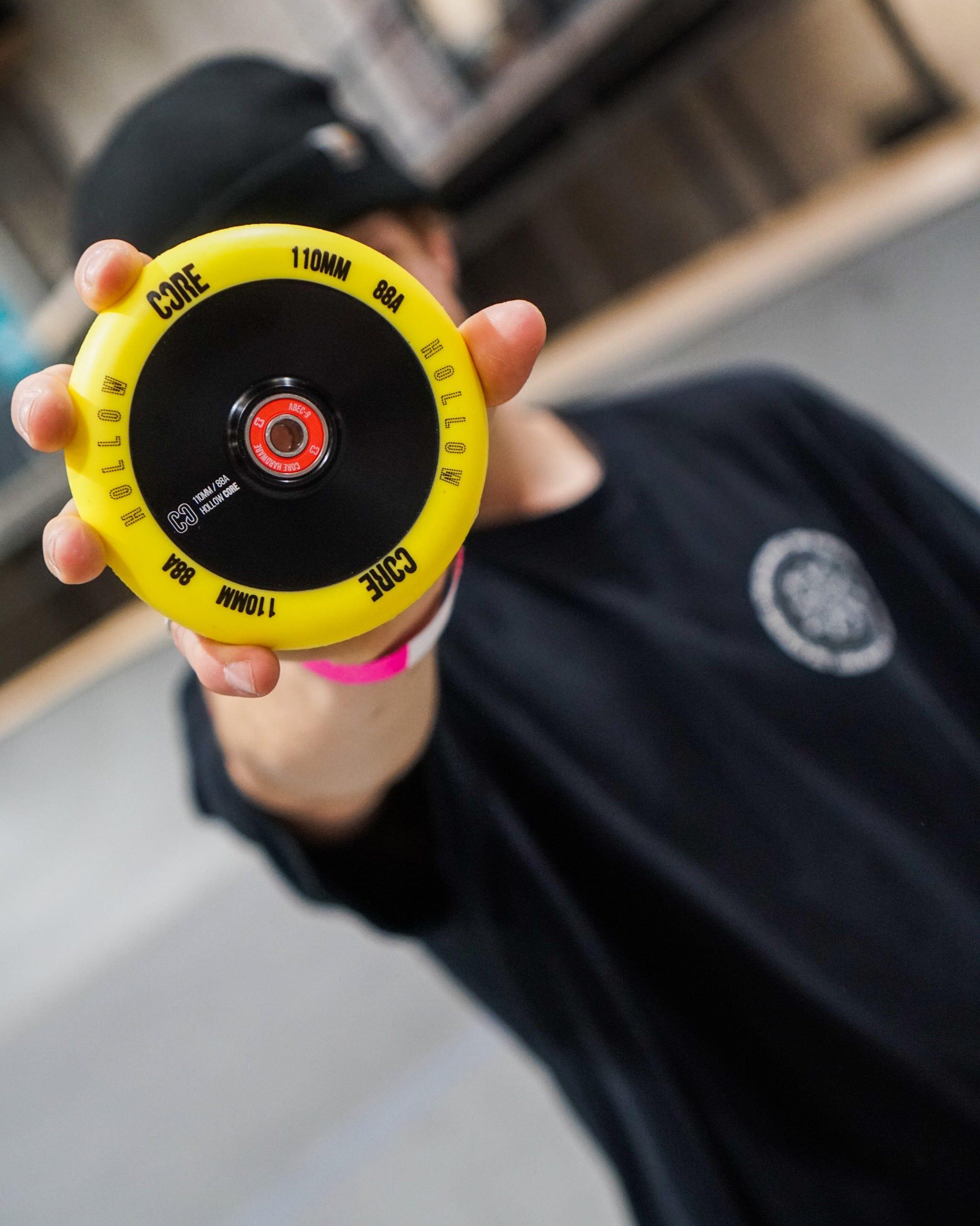 CORE Hollow Stunt Scooter Wheel V2 110mm - Yellow/Black 4/6