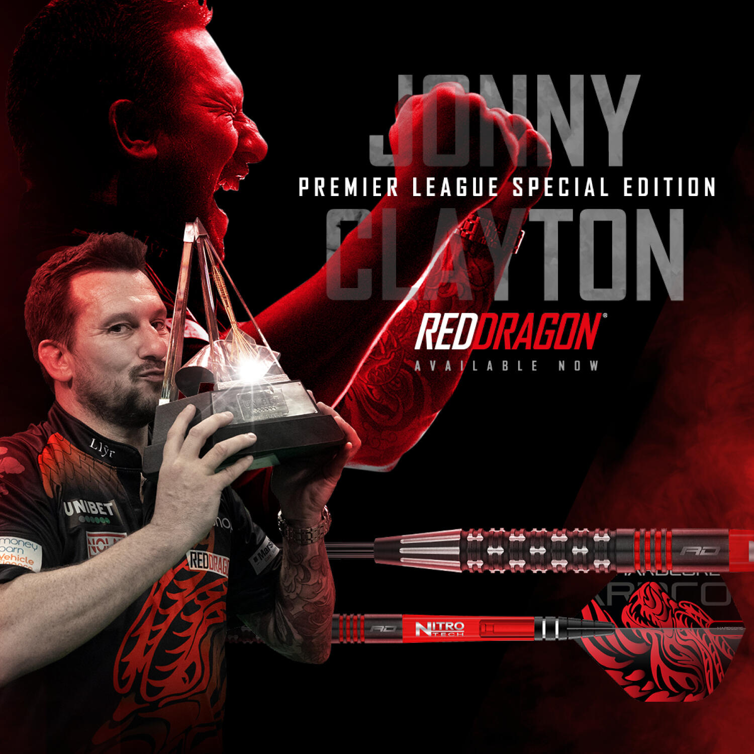 Red Dragon Jonny Clayton PL SE 24g Tungsten Darts Set with Flights and  Shafts