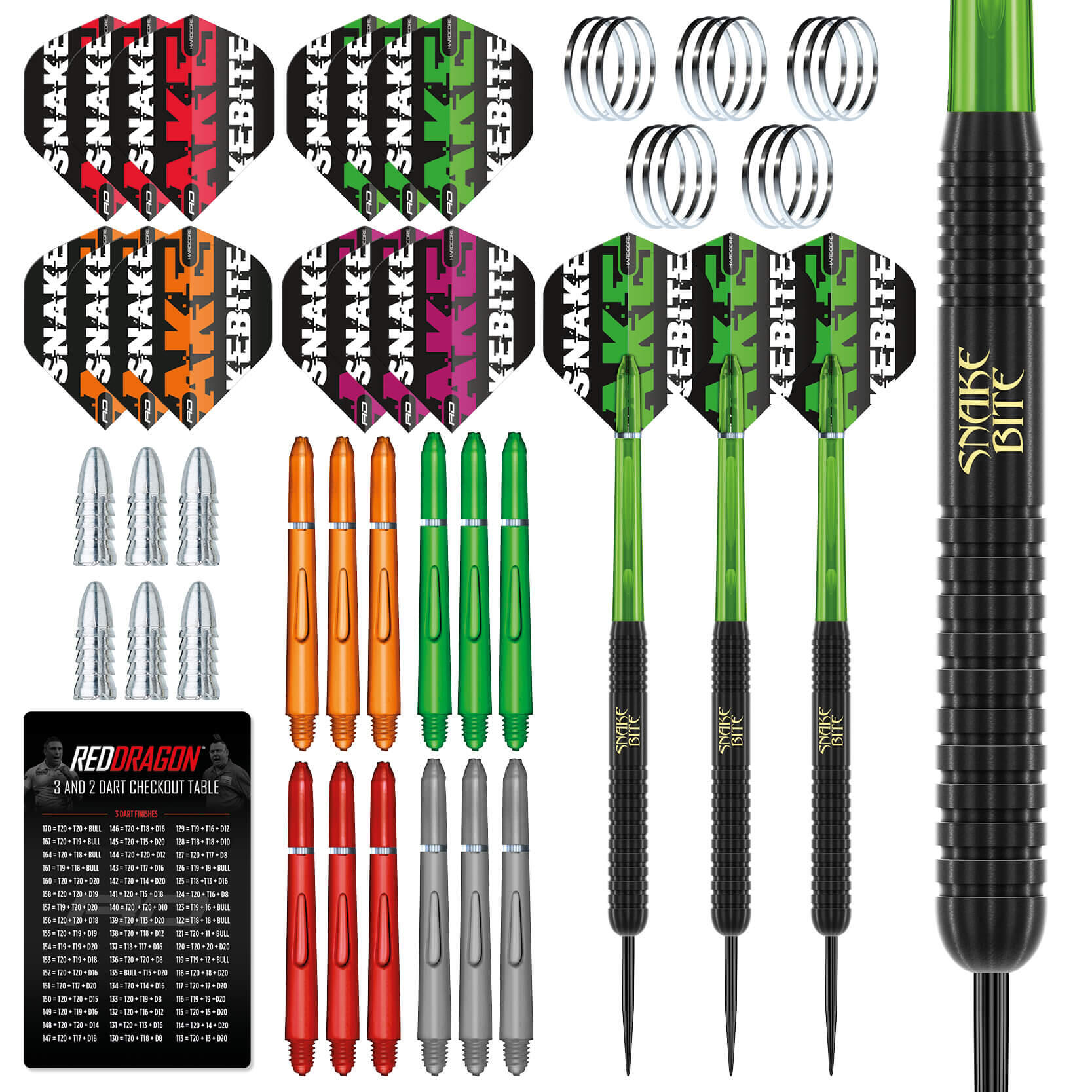 Red Dragon Peter Wright Snakebite Ultimate 50 Piece 22 Gram Darts Set 3/5