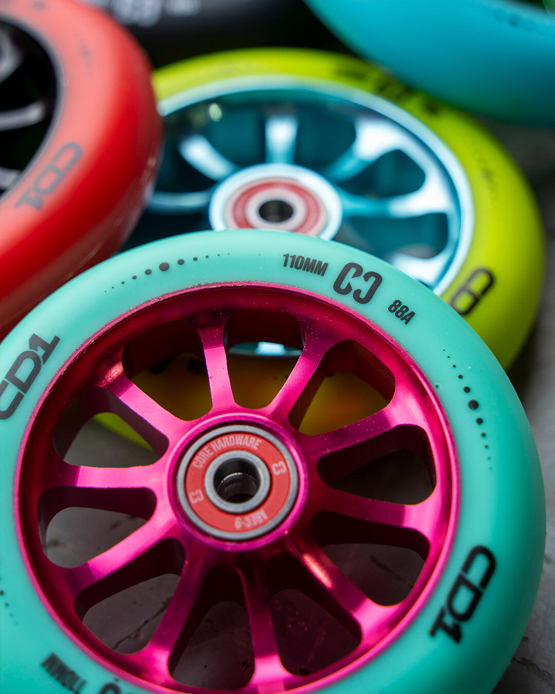 CORE CD1 Spoked Stunt Scooter Wheel 110mm - Pink/Teal 4/5