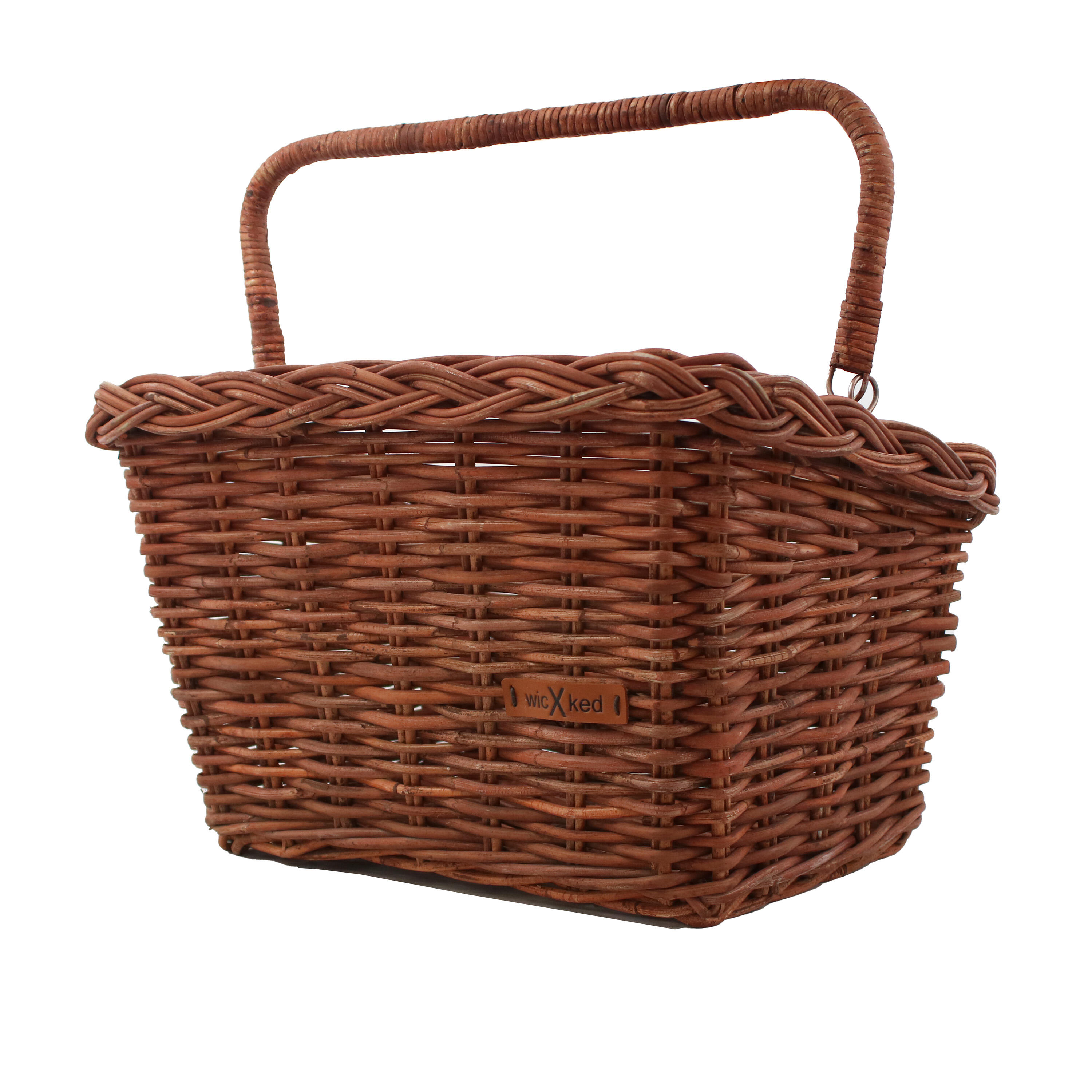Cesta de bicicleta - Retangular - Trançada - Marrom
