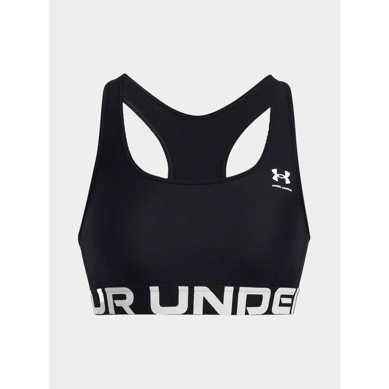 Bustieră sport neagră Under Armour HeatGear® Mid Branded pentru femei