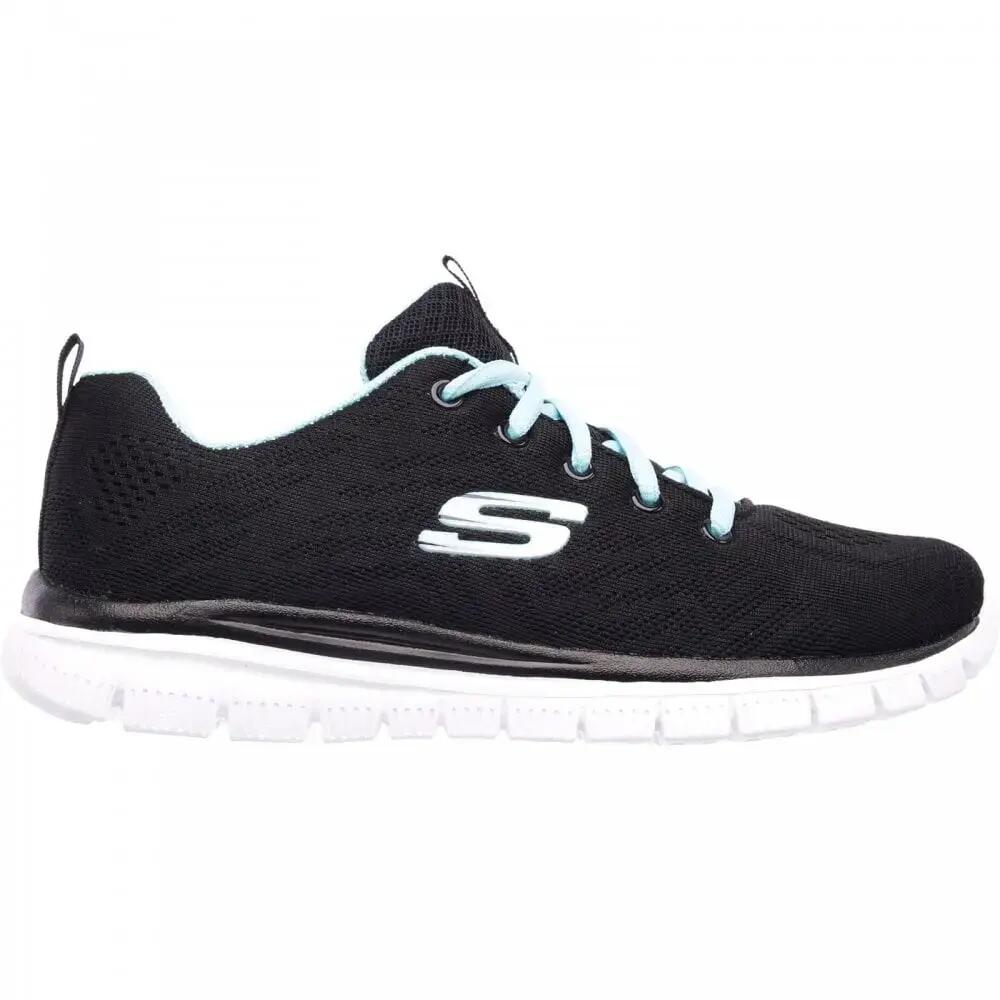Skechers Graceful Get Connected Sports Shoe COL: Black/Turquoise, SIZE