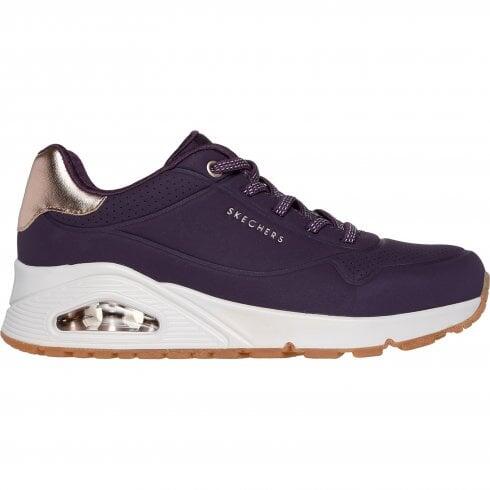 Y Elegante Turnschuh DAMEN Skechers Uno Air Shimmer Away LILA 7/7