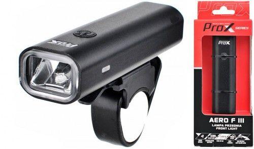 LAMPA PRZÓD PROX AERO F III CZARNA 1-LED 400 LM USB 2000MAH