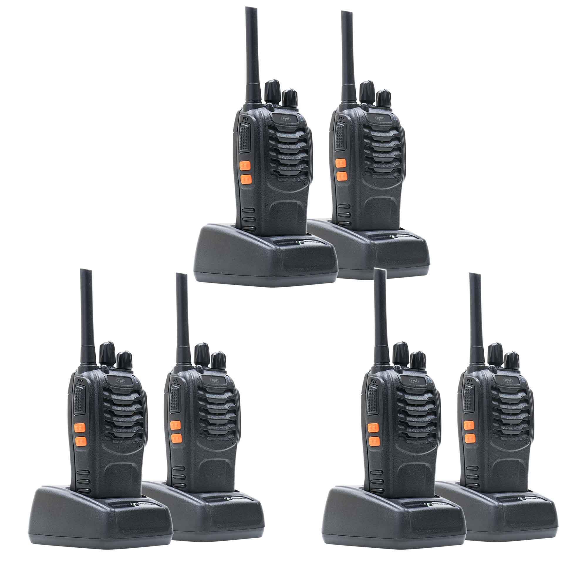Pacote 6 PNI PMR R40 PRO Rádio, baterias, carregadores e fones de ouvido incluíd