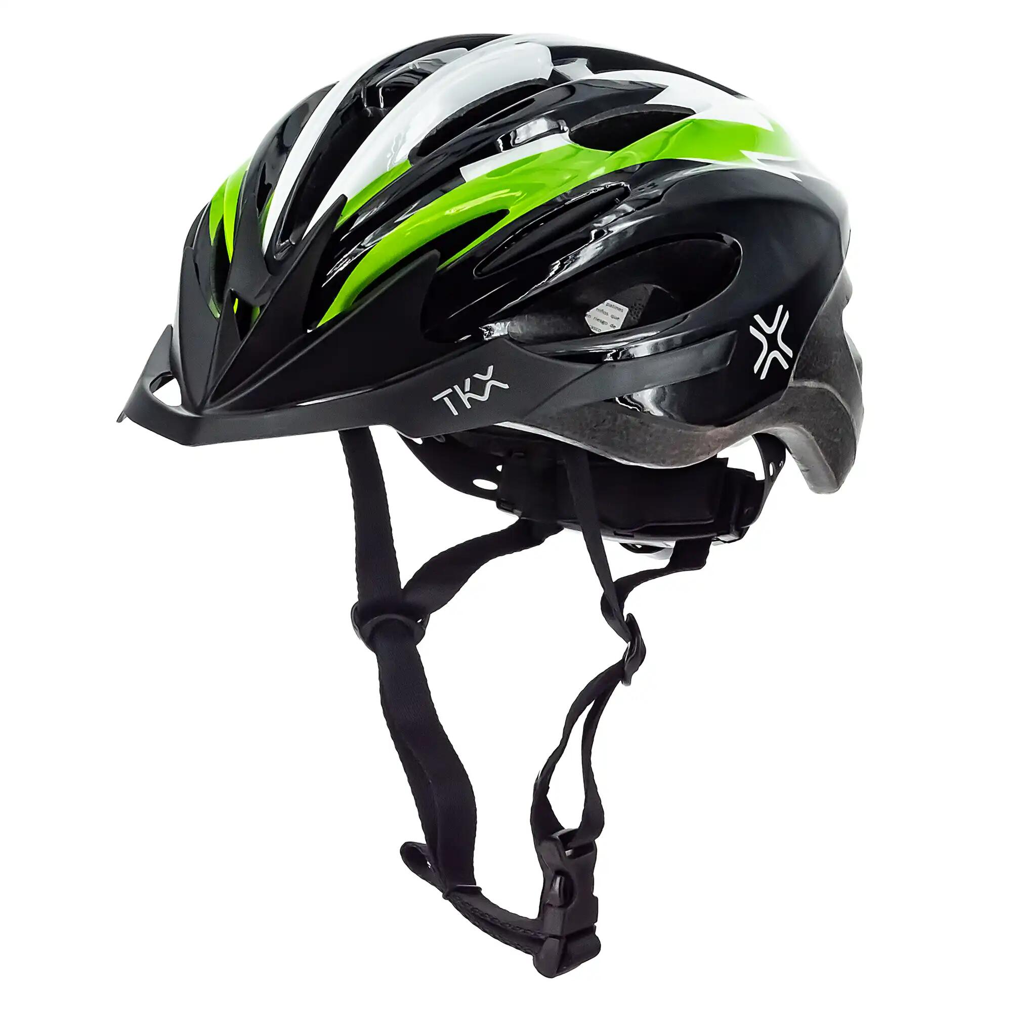 Casco Ciclismo Bicicleta Montaña MTB TKX Con Luz verde 2/4