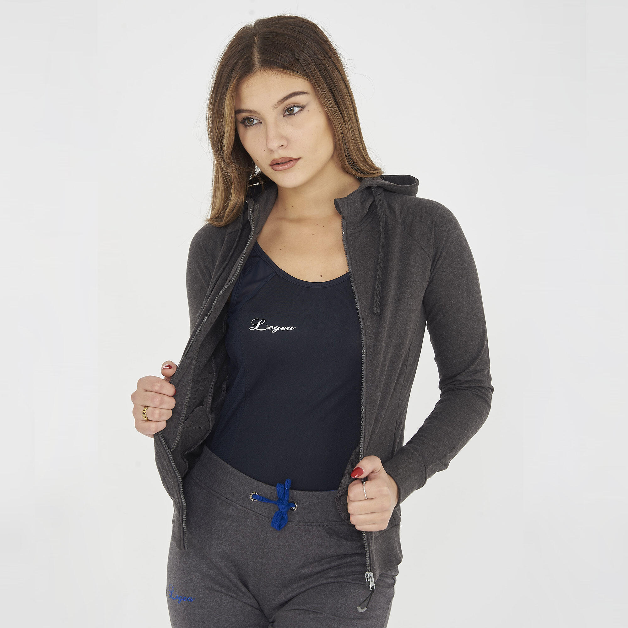 Felpa sportiva con zip DAIR grigio melange 5/5