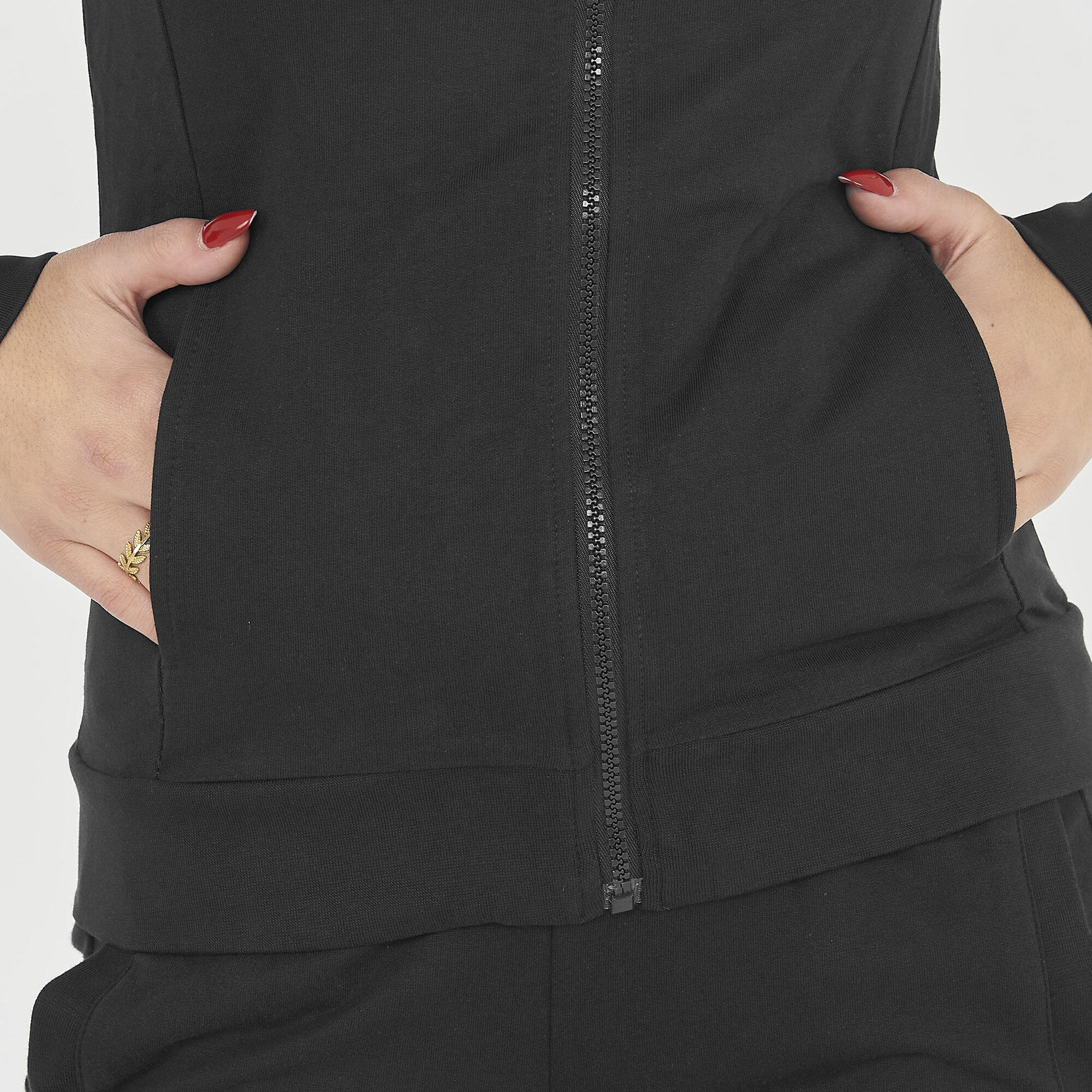 Women's Sport Hoodie Full Zip Black Dair 3/5