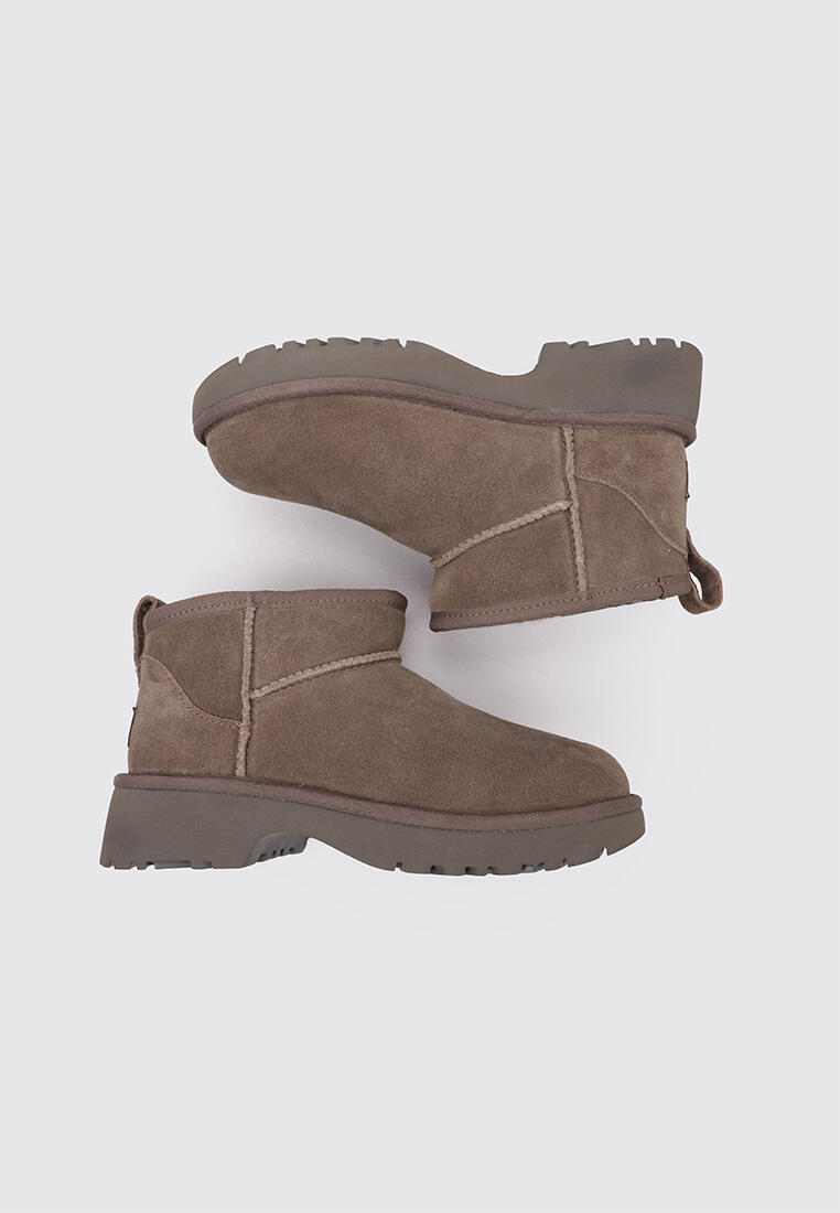 UGG Classic Ultra Mini New Heights - Botines niña gris en cuero 5/5