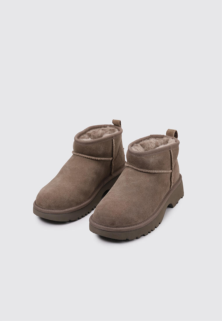 UGG Classic Ultra Mini New Heights - Botines niña gris en cuero 2/5
