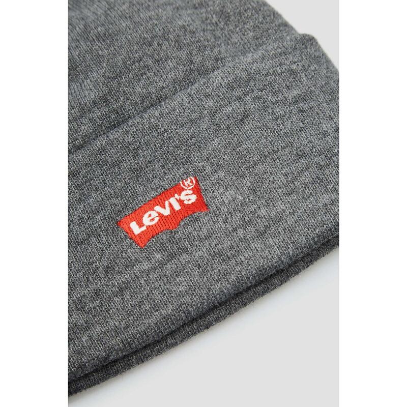 Căciulă beanie Levi's gri clasică cu logo brodat