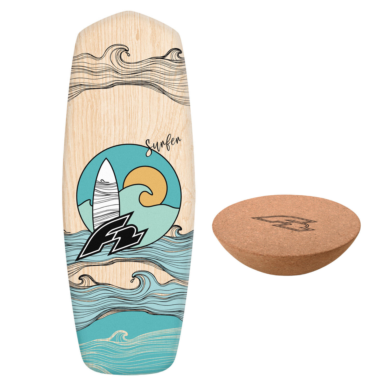 F2 F2 Set Balance Board Tompstone 74x27cm mit Kork Halbkugel