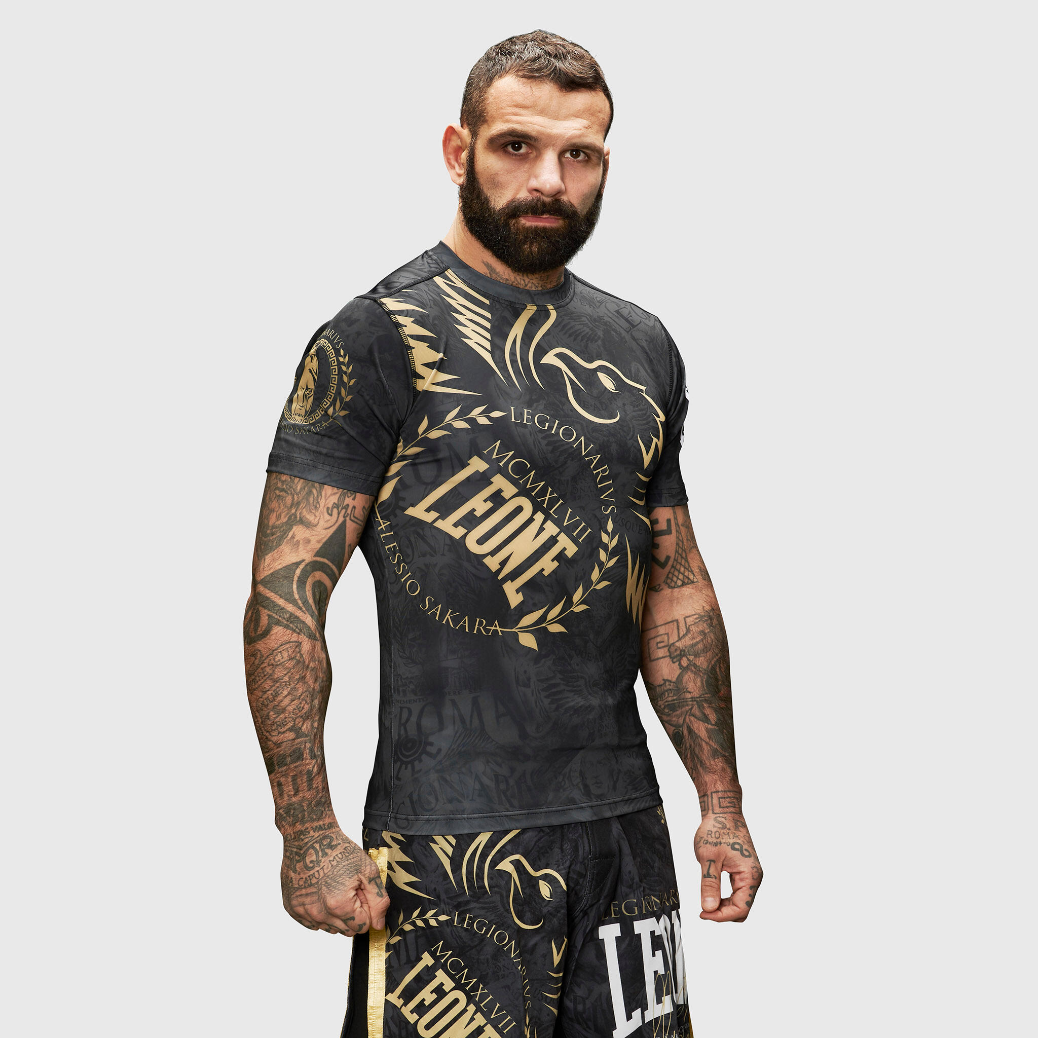 Leone1947 Rashguard LEGIONARIVS II manga corta negro L 6/6