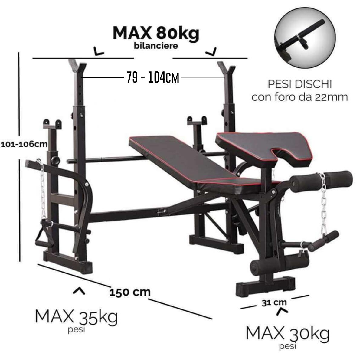 Panca Multifunzione con Barbell Squat Rack FF 2/7
