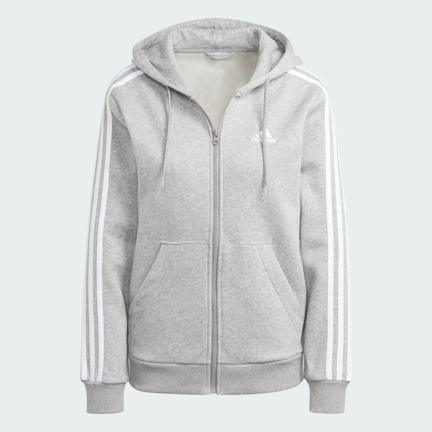 Adidas W 3S FL FZ HD Women Sports Track Tops Grey