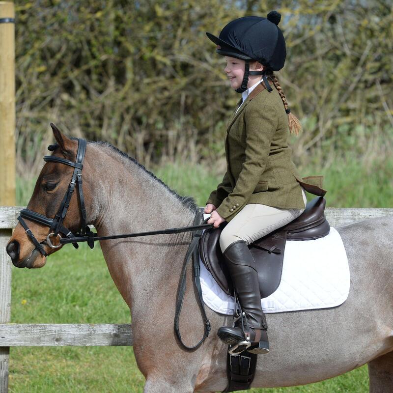 Veste d'équitation ajustée à col en daim fille Dublin Albany Tweed