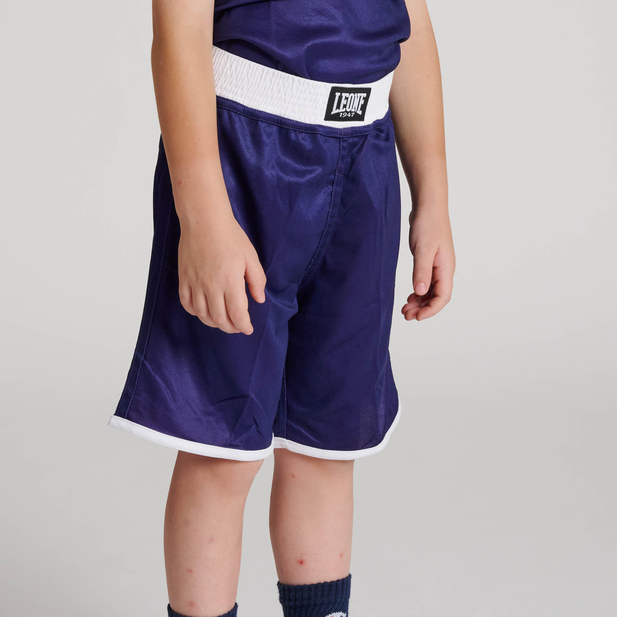 Leone1947 Calças de boxe infantis DOUBLE FACE azul/vermelho L 3/7