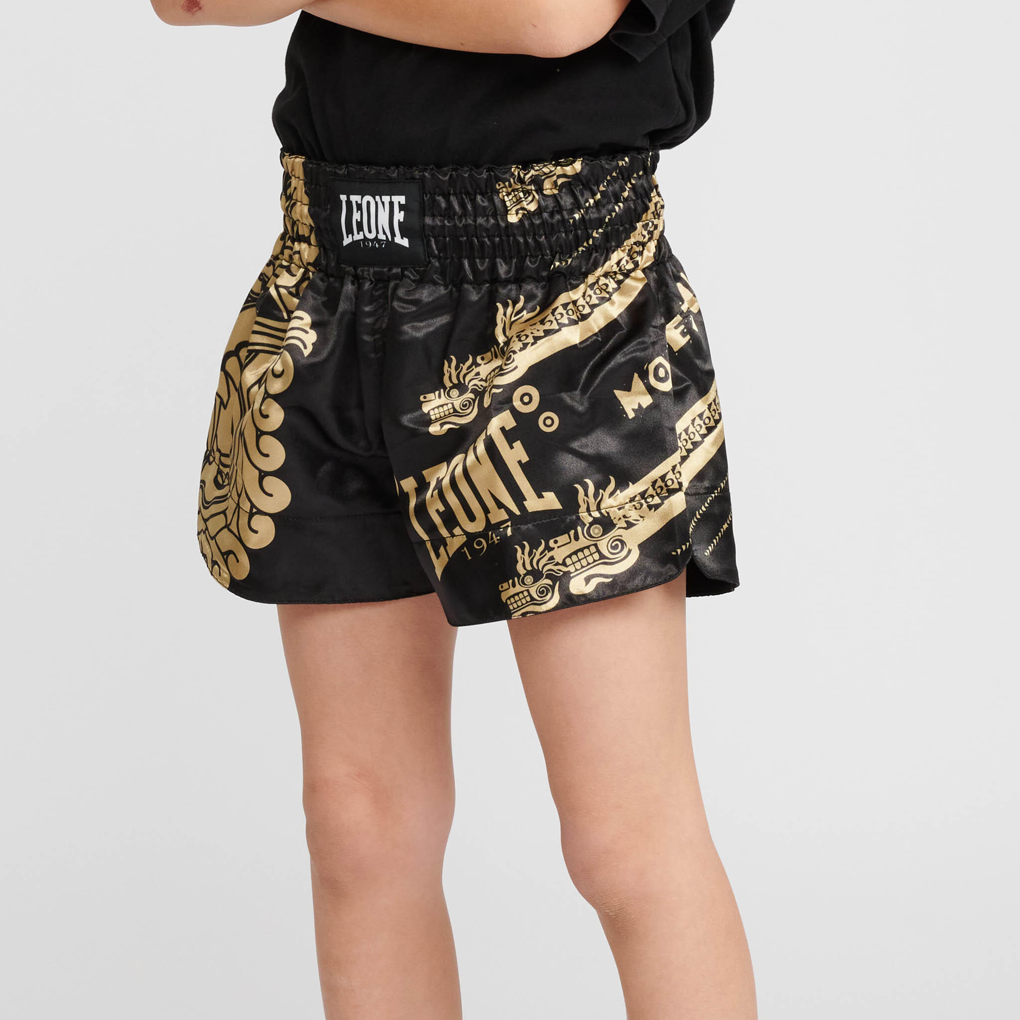 Leone1947 Pantalón infantil MONTEZUMA Kick y Thai negro M 6/7