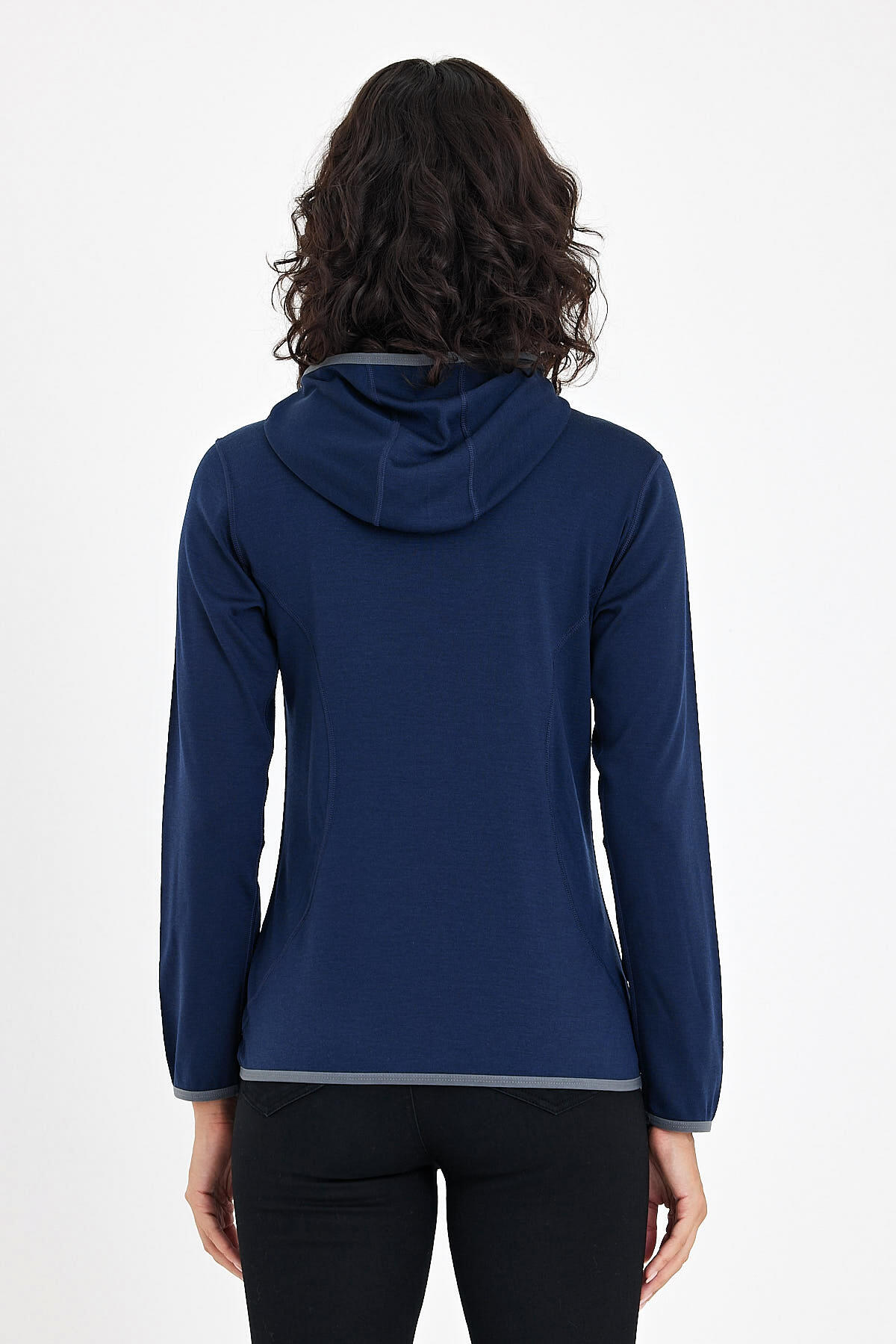 Damska bluza rozpinana z kapturem 100% Merino - Marin/Woolona 6/7