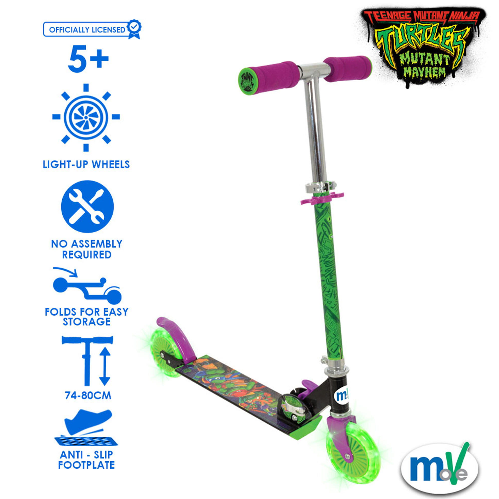 MoVe Turtles Folding Inline Scooter with Light Up Wheels 3/7
