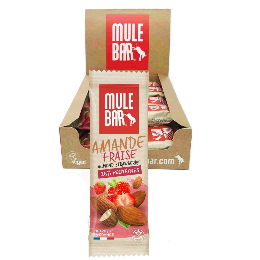 Mulebar - 15 Barres Protéinées Aux Céréales - Vegan - 40g - Amande - Fraise - Barre Protéinée - Decathlon