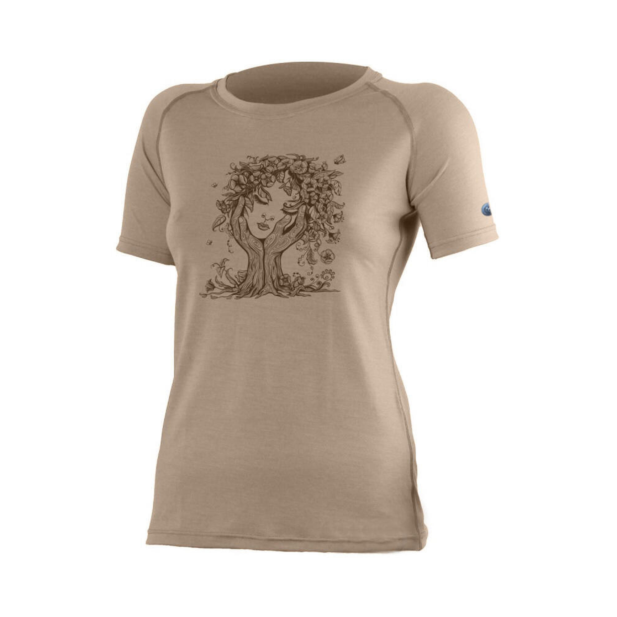 LASTING Dámské merino triko s tiskem FLORA